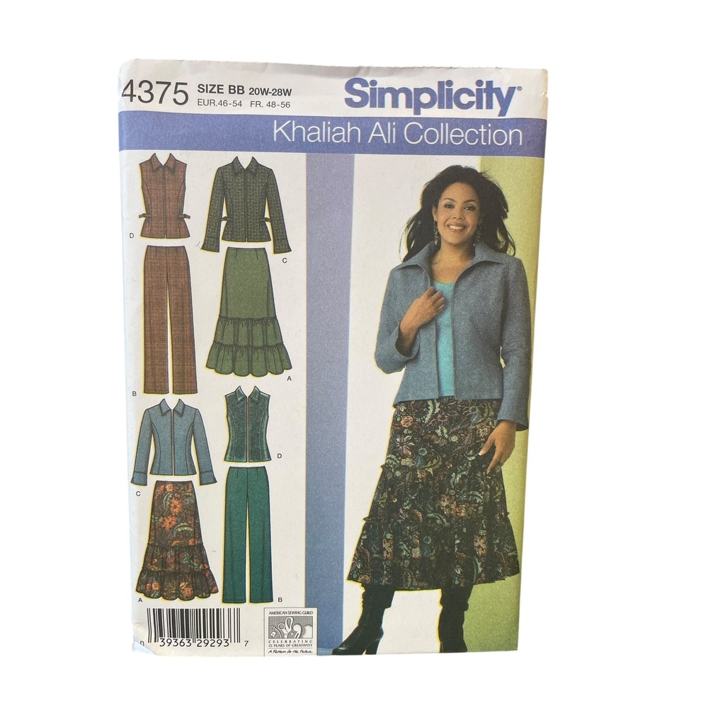 Simplicity Sewing Pattern Misses 20W-28W Khaliah Ali Skirt Pants Jacket 4375